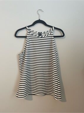 Green Envelope Black & White Striped Halter Camisole